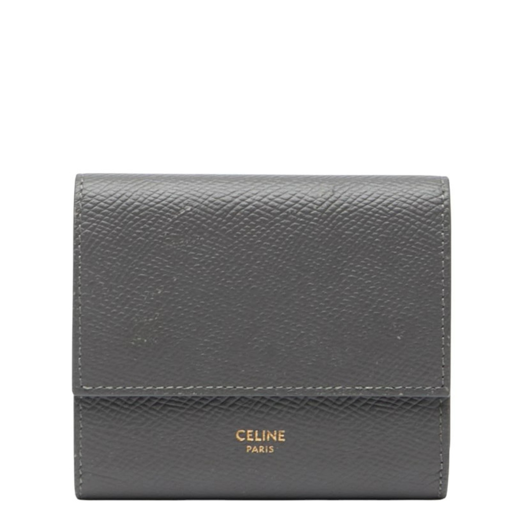 Celine Tri fold Wallet Gray Leather